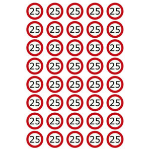 Eetbare verkeersbord 25 jaar (40 stuks ca. 3 cm)