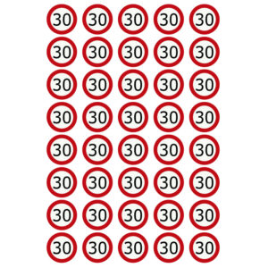 Eetbare verkeersbord 30 jaar (40 stuks ca. 3 cm)