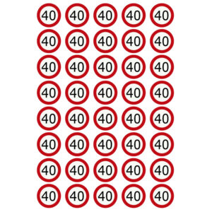 Eetbare verkeersbord 40 jaar (40 stuks ca. 3 cm)