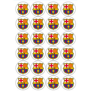 FC Barcelona eetbare cupcake prints rond 24 stuks (ca 4,5 cm)