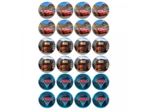 Combivel: Cars cupcake prints 24 stuks ontwerp 2  (ca 4,5 cm)