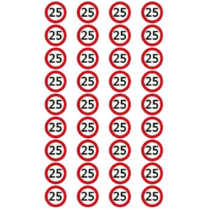 Eetbare verkeersbord 25 jaar (36 stuks ca. 3 cm)