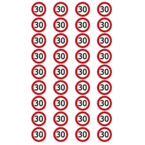 Eetbare verkeersbord 30 jaar (36 stuks ca. 3 cm)
