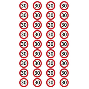 Eetbare verkeersbord 30 jaar (36 stuks ca. 3 cm)