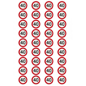 Eetbare verkeersbord 40 jaar (36 stuks ca. 3 cm)