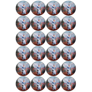 Olaf van Frozen cupcake prints (24 stuks van ca 4,5 cm)