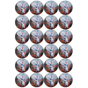 Olaf van Frozen cupcake prints (24 stuks van ca 4,5 cm)