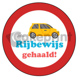 Geslaagd rijbewijs taartprint (ca. 20 cm)