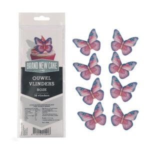 Eetbare ouwel vlinders (set van 16 stuks) - roze - Brand New Cake