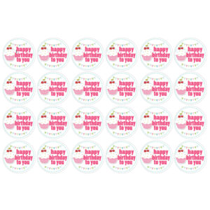 Verjaardag cupcake prints meisje 24 stuks (ca 4,5 cm)