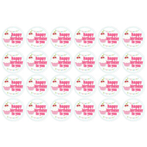 Verjaardag cupcake prints meisje 24 stuks (ca 4,5 cm)