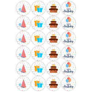 Verjaardag cupcake combivel 24 stuks (ca 4,5 cm)